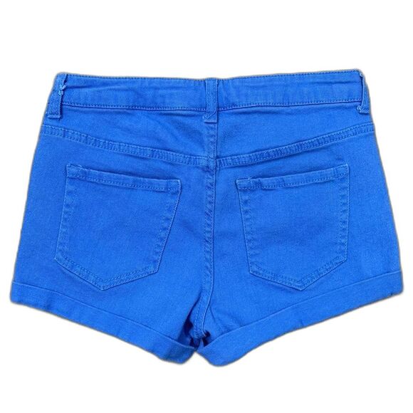 Blue Button Fly Jean Shorts - Picture 6 of 6